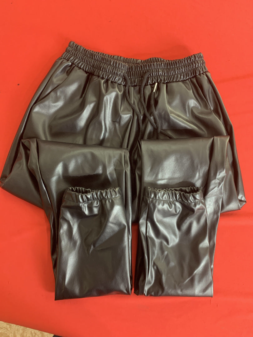 Basic Women's All-match PU Leather Pants